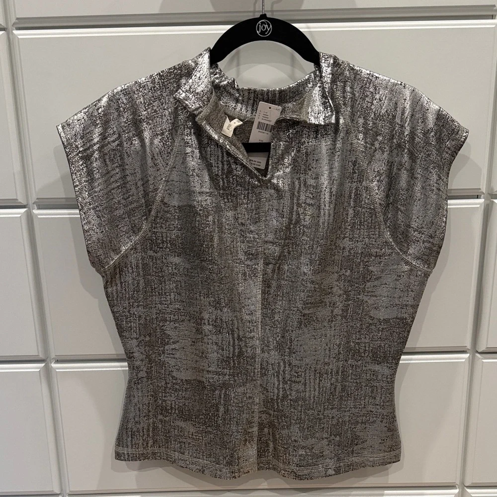 Zara Shimmering Silver Blouse - Picture 2 of 3